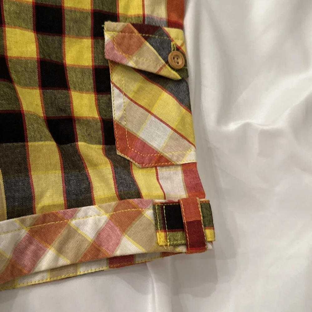 AKOO & Co Trust 80 Short Sleeve Shirt Men's L Button Front Plaid Red & Yellow - Picture 8 of 11
